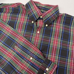 Jos A Bank Shirt Mens Large Multicolor Plaid Long Sleeve Traveler's Collection